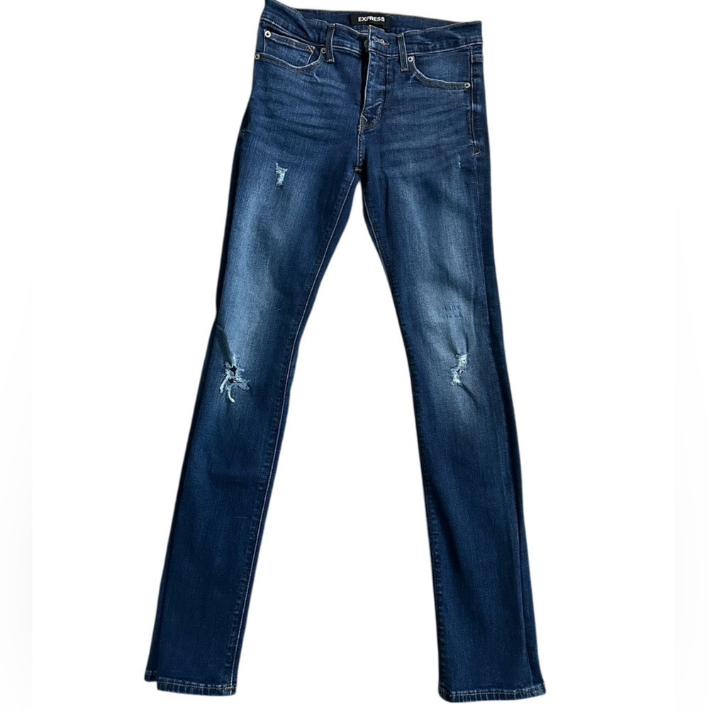 A391 EXPRESS Distressed Skinny jeggings Dark wash sz 4